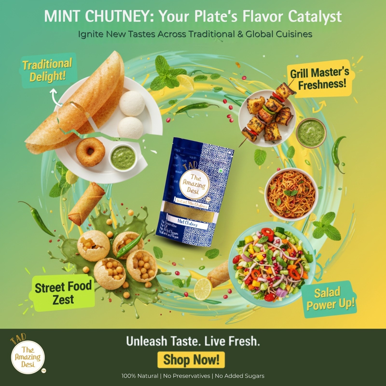 TAD Mint Chutney - 100gm - Image 3